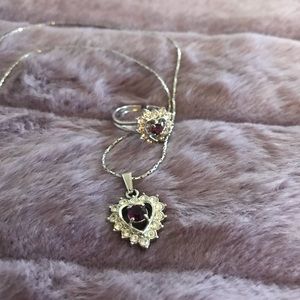 Purple Heart Necklace and Ring Set